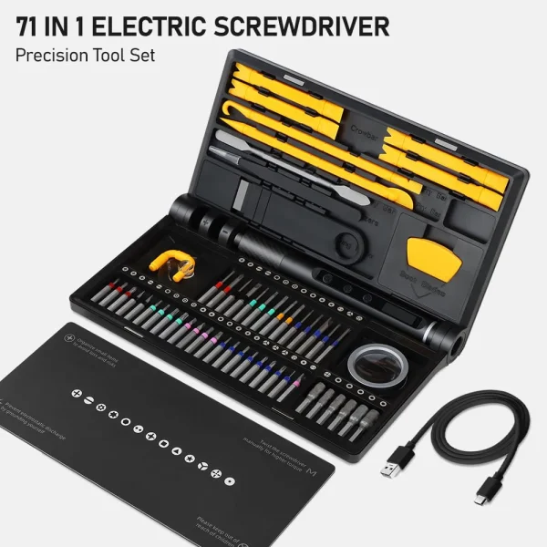 71 in 1 Precision Electric Screwdriver Set S2 High Hardness Alloy Steel with LED Light Multi-function Repair Tool for Camera DIY - Image 3