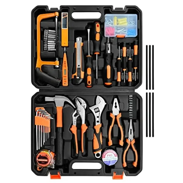 148-Piece Home Repair Kit Gift Set Men Women College Students Handyman Tool Box Screwdrivers Wrenches Pliers Hammer Hacksaw Tape