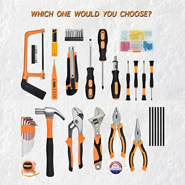 148-Piece Home Repair Kit Gift Set Men Women College Students Handyman Tool Box Screwdrivers Wrenches Pliers Hammer Hacksaw Tape - Image 3