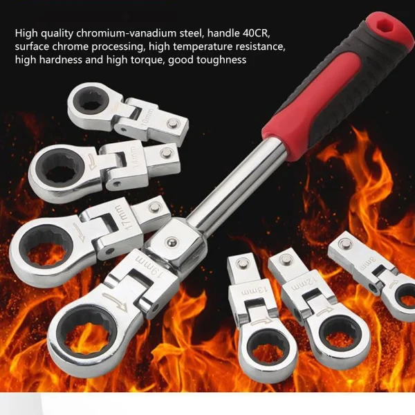 9PCS Flexible Offset Box Wrench Set Replaceable Torx Heads Adjustable Multifunctional Handle Perfect for Various Repair Needs